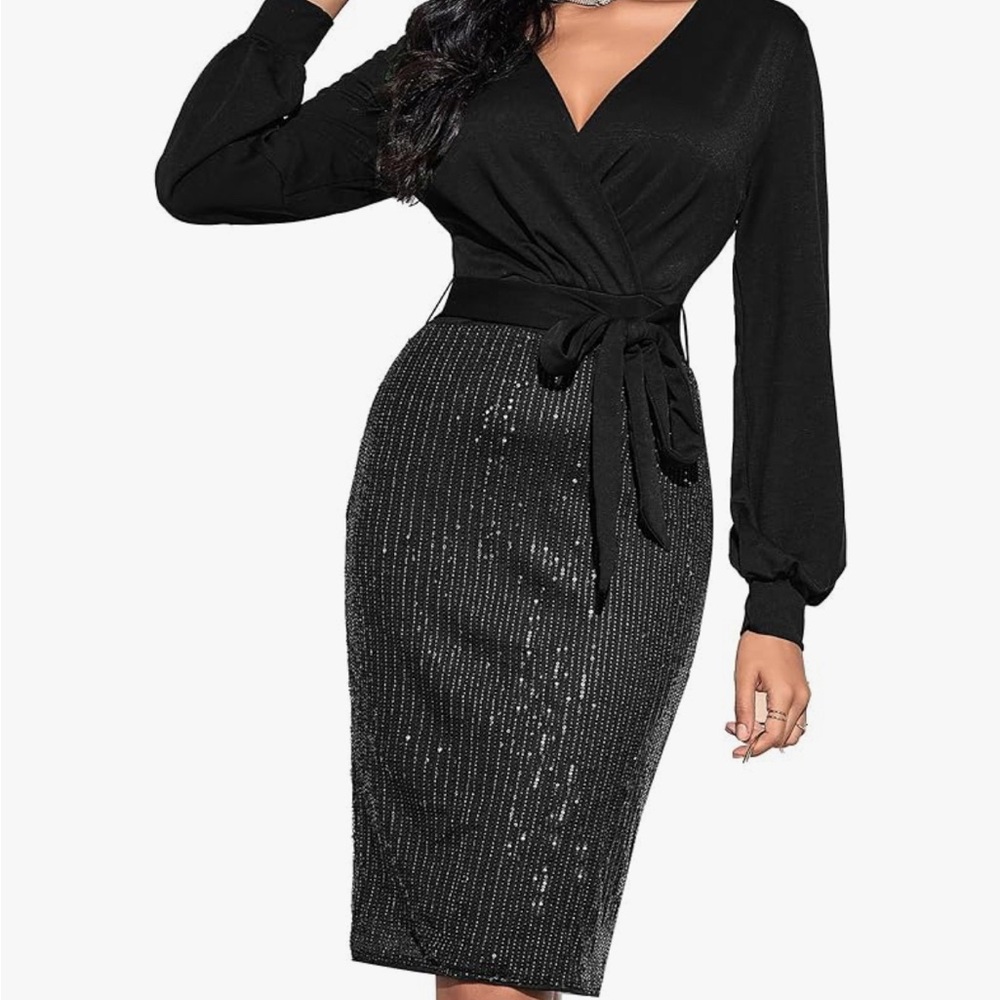 Elegant Black Sequin Dress